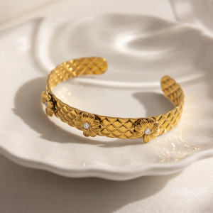 Ensembles De Bijoux Pour Femmes En Acier Inoxydable Doré, Imperméables Et Anti-Ternissement, Avec Zircon, De La Série Romantic Daisy h5 Image6