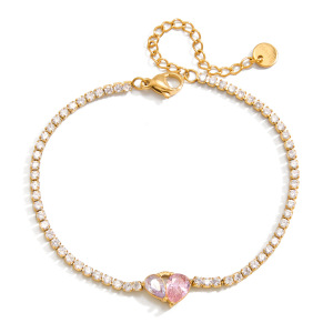 Bracelets À Breloques Sophistiqués En Forme De Cœur, En Acier Inoxydable, Étanches, Couleur Or, Avec Zircon, Pour Femmes h5