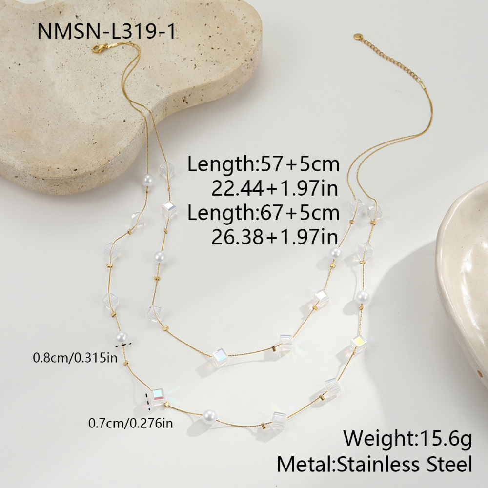 Collier Long Pour Femme En Résine Dorée, Composé De Perles De Forme Irrégulière Simple (Cercle, Rectangle) 