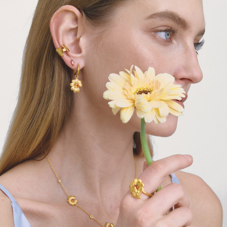 Ensembles de bijoux pour femmes en acier inoxydable doré, imperméables et anti-ternissement, ornés de zircon orange et de pierres fines. 2