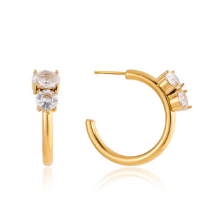 Boucles D'Oreilles Créoles Pour Femmes En Acier Inoxydable Doré, Imperméables Et Anti-Ternissement, Ornées De Zircon Brillant h5 