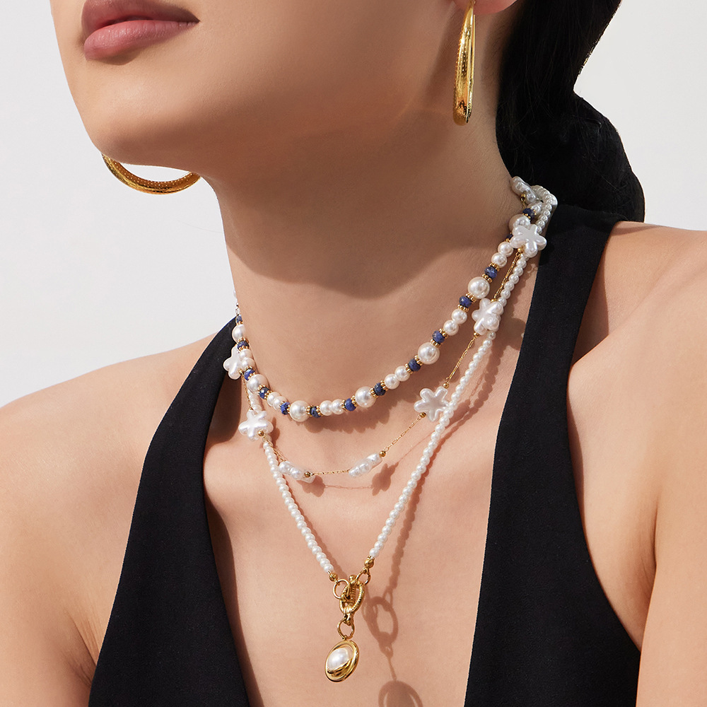 Magnifiques Ensembles De Colliers Pour Femmes En Acier Inoxydable Doré Avec Chaîne À Perles, Imperméables Et Anti-Ternissement Image6