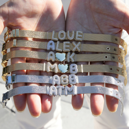 Bracelets à breloques classiques en cuivre pour femmes, à faire soi-même, avec lettres 2