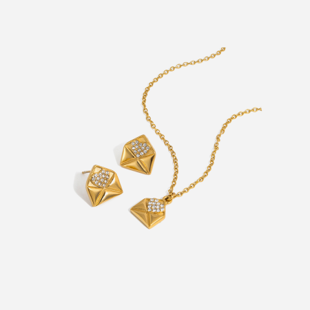 Ensembles de bijoux pour femmes en forme de cœur romantique enveloppé, en acier inoxydable étanche, couleur or