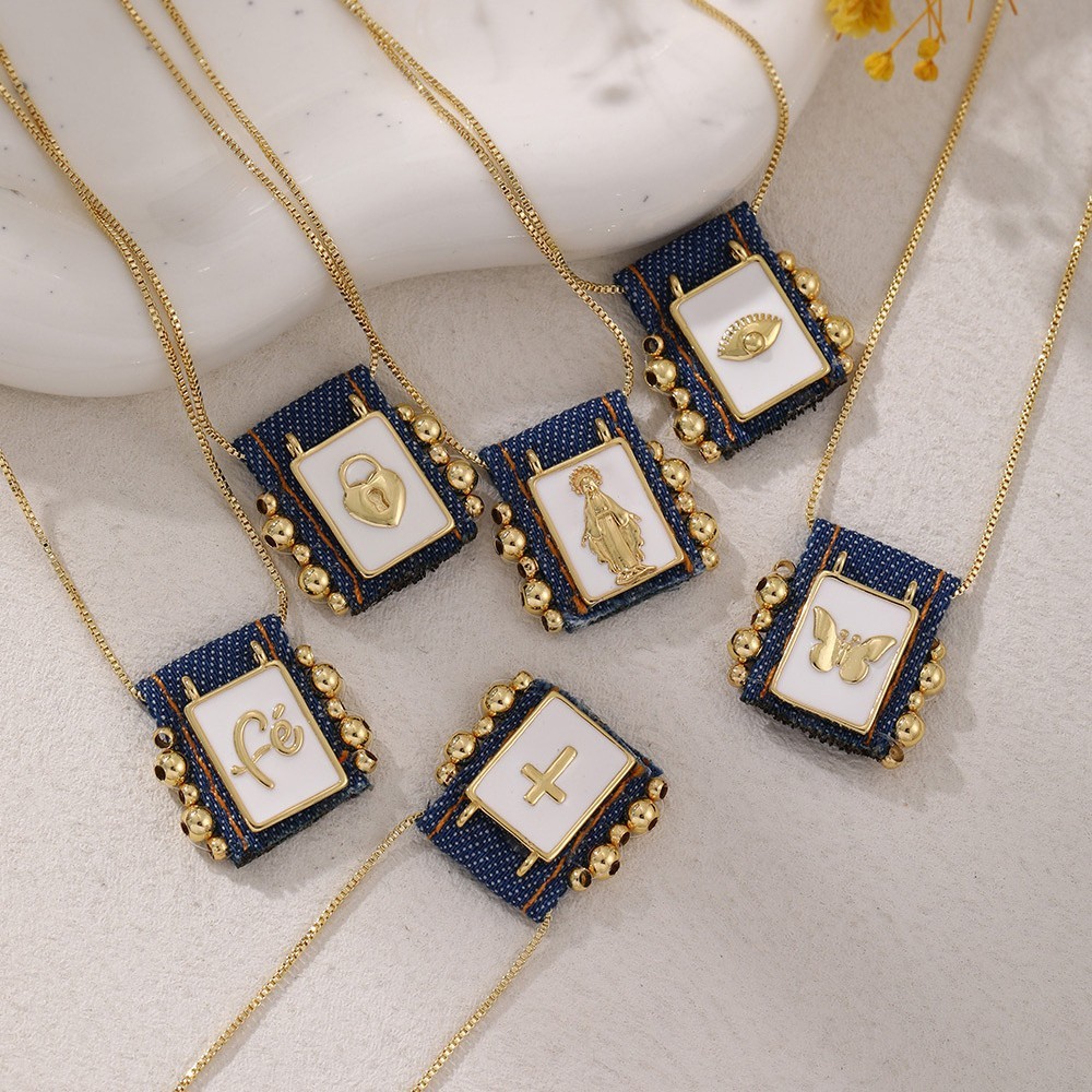 Collier Pendentif Tarot En Tissu Avec Perles De Cuivre Image3