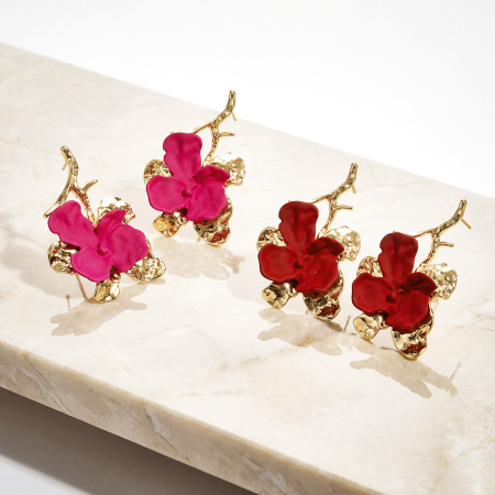 Boucles d'oreilles pendantes pour femmes en alliage, collection romantique Daily Flower 2