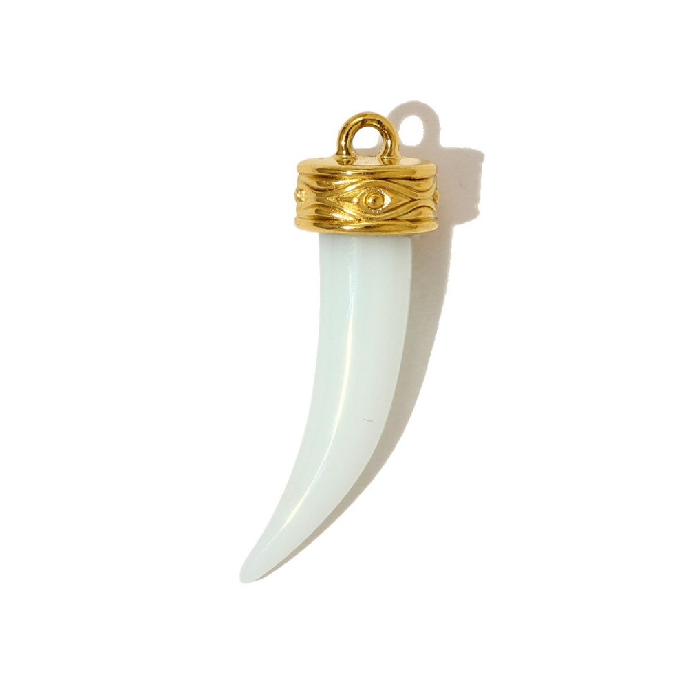 Pendentifs Pour Femmes En Acier Titane Couleur Or, Forme De Dent De Loup Classique 