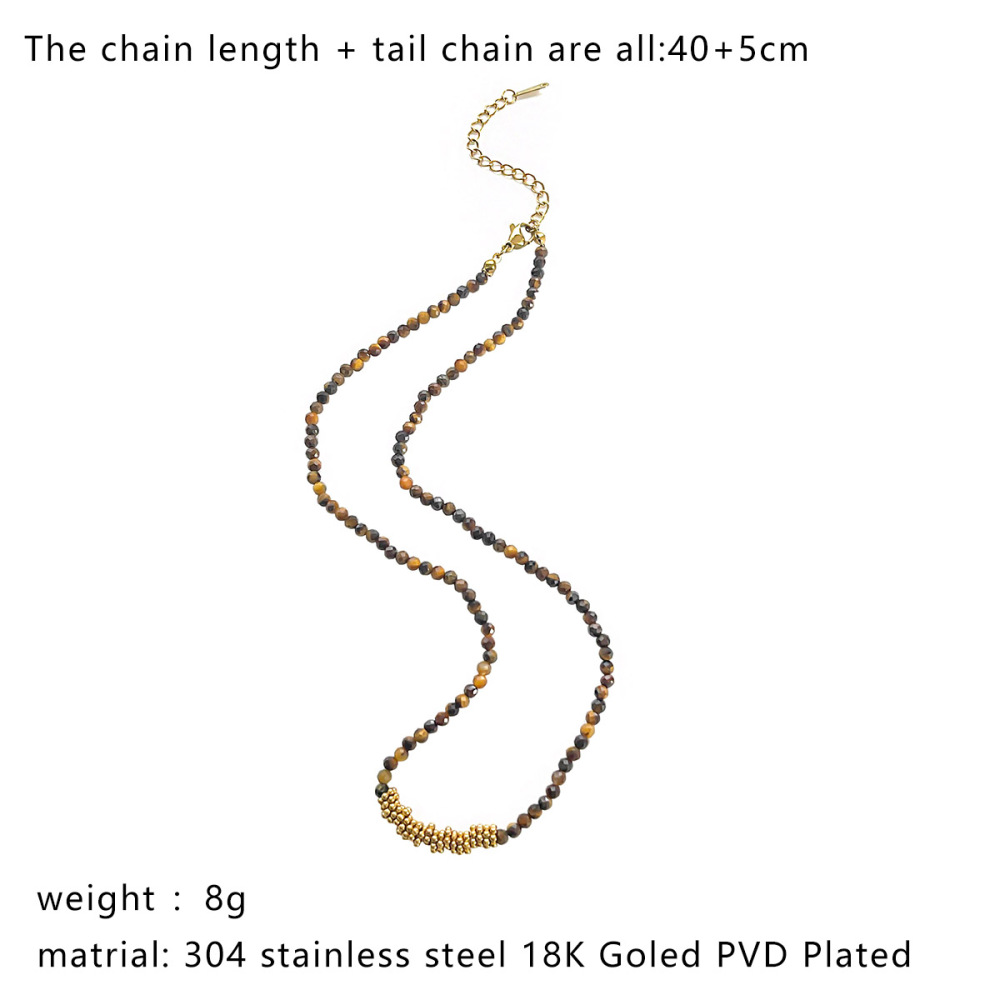 Collier En Acier Inoxydable Étanche, Couleur Or, Orné De Perles En Forme De Cœur, De Cristal Et De Pierre Naturelle. Image2