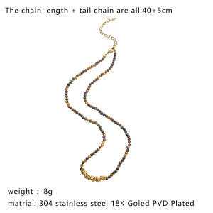 Collier En Acier Inoxydable Étanche, Couleur Or, Orné De Perles En Forme De Cœur, De Cristal Et De Pierre Naturelle. h5 Image2
