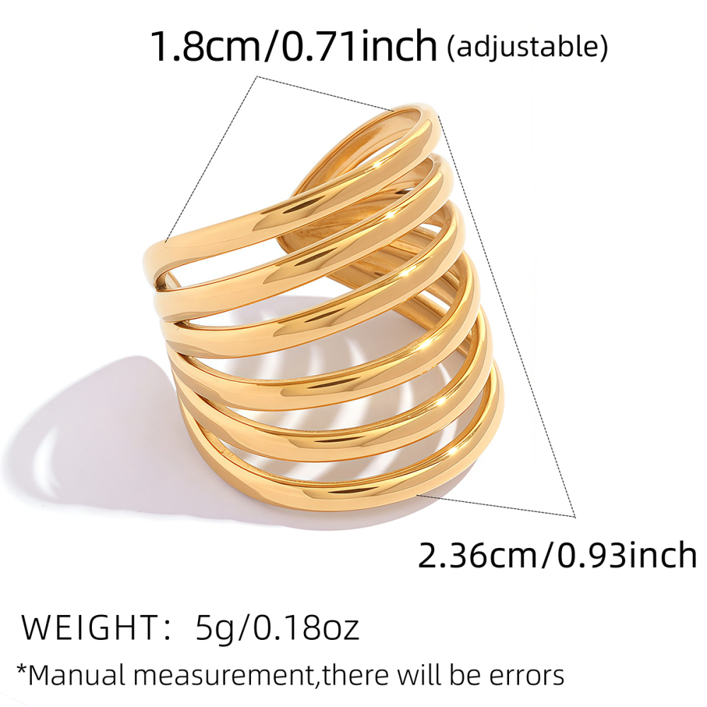 Bagues Tendance En Acier Inoxydable Doré De La Collection Simple Series Daily Lines Image2