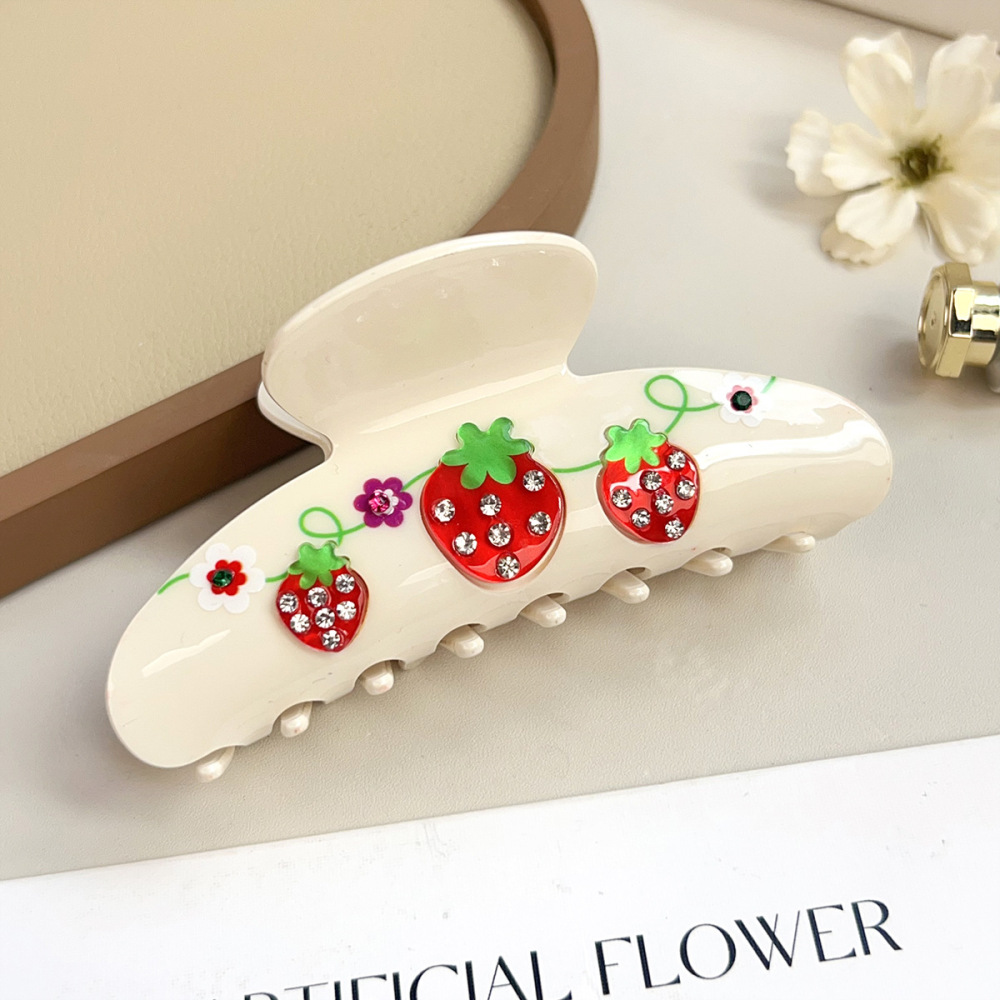 Pinces À Cheveux Acryliques Pour Femmes, Motif Fleurs Et Fruits, Cerises, Collection Romantique