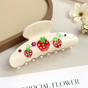 Pinces À Cheveux Acryliques Pour Femmes, Motif Fleurs Et Fruits, Cerises, Collection Romantique h5