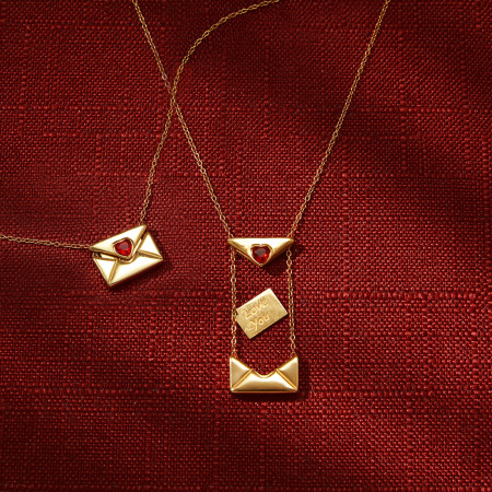Colliers pendentifs pour femmes en acier inoxydable, couleur or, avec lettre d'amour romantique et zircon. 2