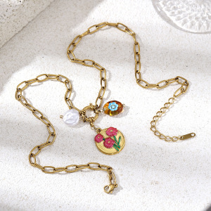 Collier Pendentif En Acier Inoxydable Étanche En Forme De Cœur Et De Lune, De Couleur Assortie h5 Image4