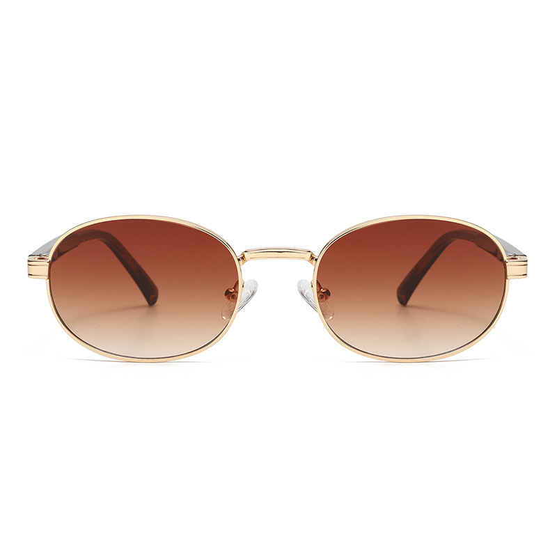 Lunettes De Soleil Polyvalentes Pour Femmes, Monture Elliptique En Métal h5Image2