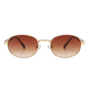 Lunettes De Soleil Polyvalentes Pour Femmes, Monture Elliptique En Métal h5 Image2