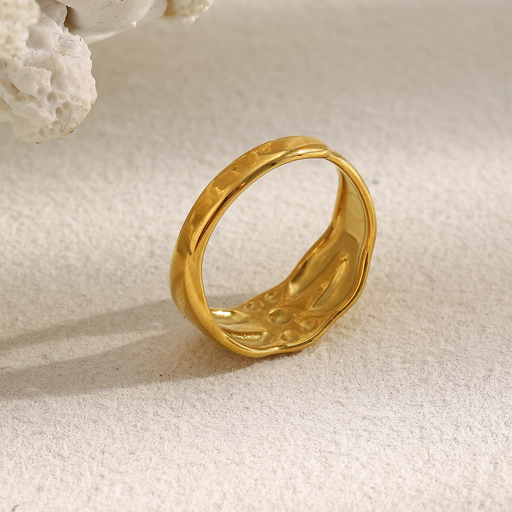 Bague Minimaliste En Acier Inoxydable Doré, Motif Étoile, Étanche Image3