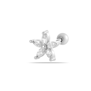 Boucles D'Oreilles Piercing Femme En Zircon Couleur Cuivre Doré À Motif Floral Scintillant h5 