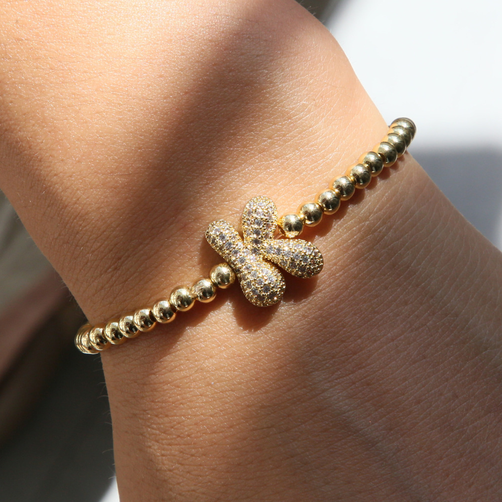 Bracelets À Breloques En Cuivre Pour Femmes, Ornés De Perles En Forme De Lettres. Image3