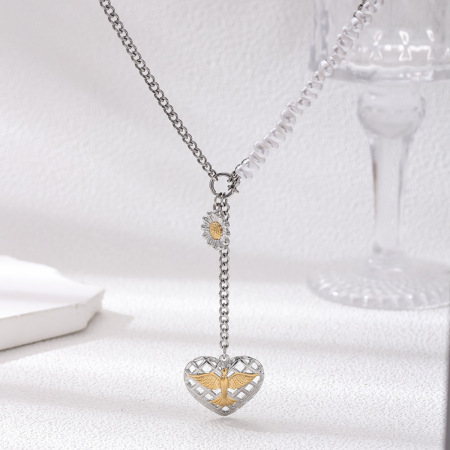 Collier pendentif cœur en acier inoxydable étanche, couleurs assorties
