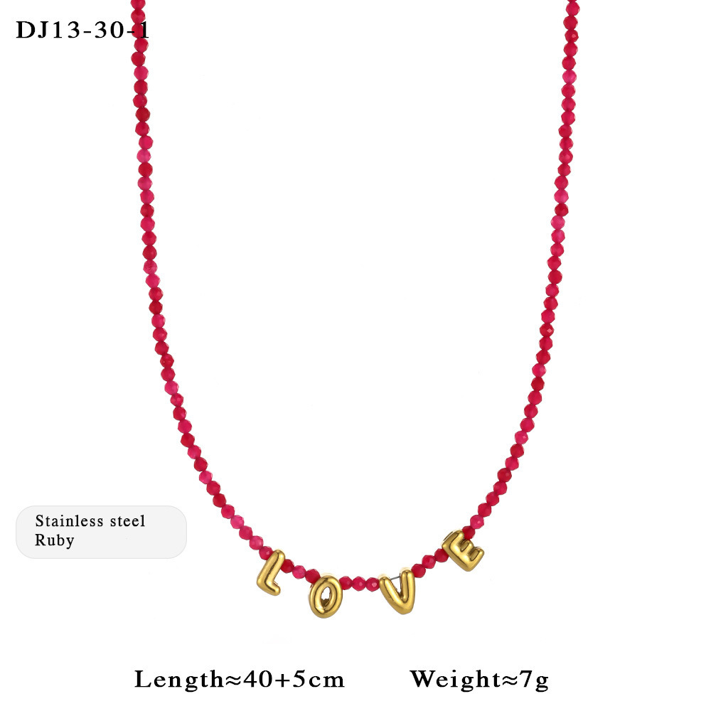 Colliers De Perles Scintillantes Love En Acier Titane Couleur Or Pour Femmes h5Image2