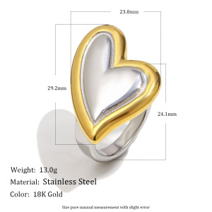 Bague En Forme De Cœur, En Acier Inoxydable Doré Et Argenté, Étanche h5 Image4