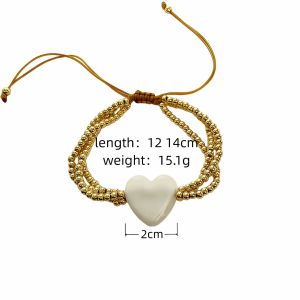 Bracelets À Breloques Romantiques En Cuivre Avec Perles En Forme De Cœur En Verre Pour Femmes h5 
