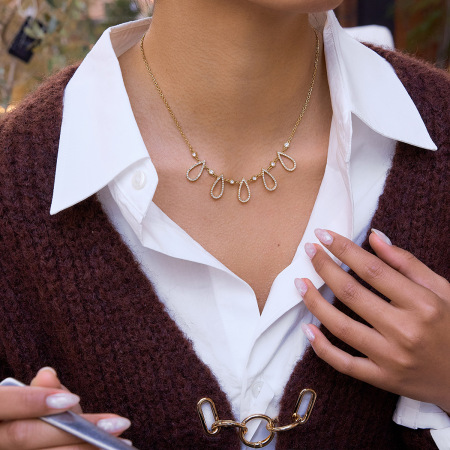 Colliers pendentifs pour femmes en acier inoxydable, couleur or, avec pendentif étoile en forme de goutte exquise 2