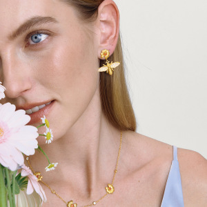 Ensembles De Bijoux Pour Femmes En Acier Inoxydable Doré, Imperméables Et Anti-Ternissement, Ornés De Zircon Orange Et De Pierres Fines. h5 Image4