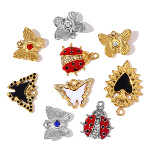 Pendentifs Pour Femmes En Acier Titane Doré Avec Zircon Et Motif Papillon Naturel h5 Image5