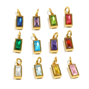 Pendentif Rectangulaire En Acier Inoxydable Étanche Avec Pierre De Naissance Des Douze Mois, À Faire Soi-Même h5 Image4