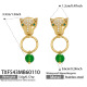 TXF543 - Boucles d'oreilles vertes à tête de léopard doré Image11
