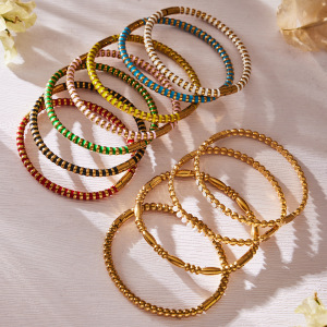 Bracelets Pour Femmes, Charmants, Colorés, En Acier Inoxydable, Imperméables Et Anti-Ternissement, Couleur Or h5 Image3