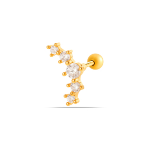 Boucles D'Oreilles Piercing Pour Femmes, Collection Simple, Couleur Cuivre Doré, Zircon. h5 Image7