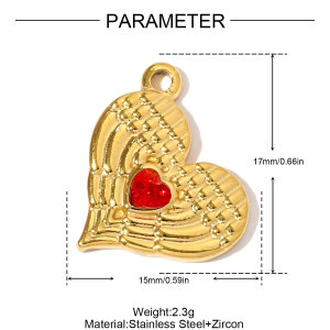 Pendentifs De Luxe Rétro En Forme De Cœur, En Acier Titane Doré Et Zircon Pour Femmes h5 Image2