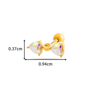 Boucles D'Oreilles Piercing Femme En Zircon Couleur Cuivre Doré Polychrome En Forme De Cœur h5 Image2
