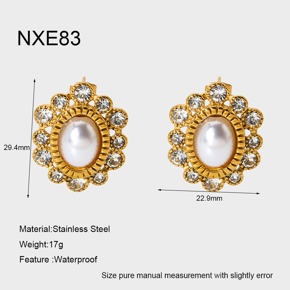 Boucles D'Oreilles Puces Élégantes Et Luxueuses En Acier Inoxydable Doré, Ornées De Zircon, Avec Motif Floral. 