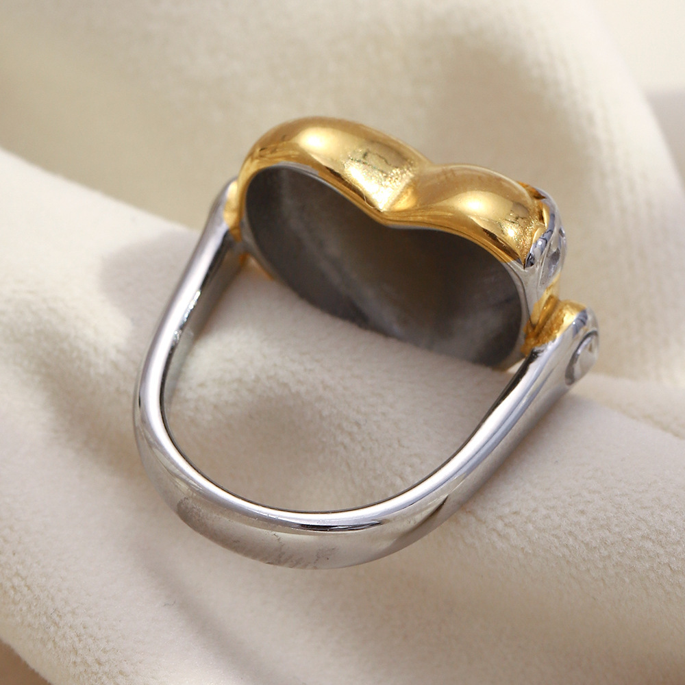 Bague En Forme De Cœur, Étanche, En Acier Inoxydable Doré Et Argenté Image3