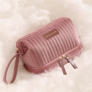 Trousse À Maquillage Double Couche En Velours Uni h5 Image3