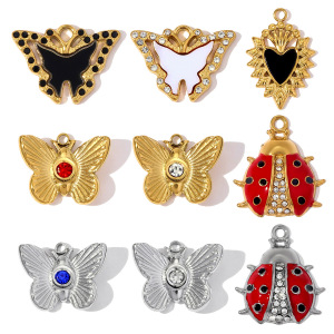 Pendentifs Pour Femmes En Acier Titane Doré Avec Zircon Et Motif Papillon Naturel h5 Image6