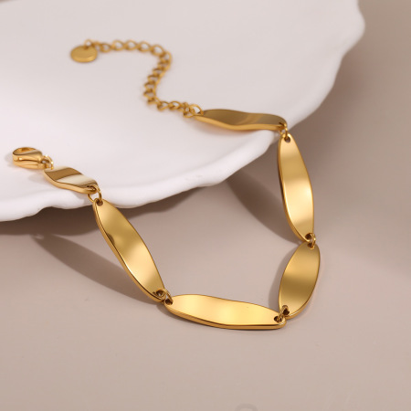 Bracelet chaîne femme en acier inoxydable, forme tortue irrégulière, or 18 carats, étanche 2