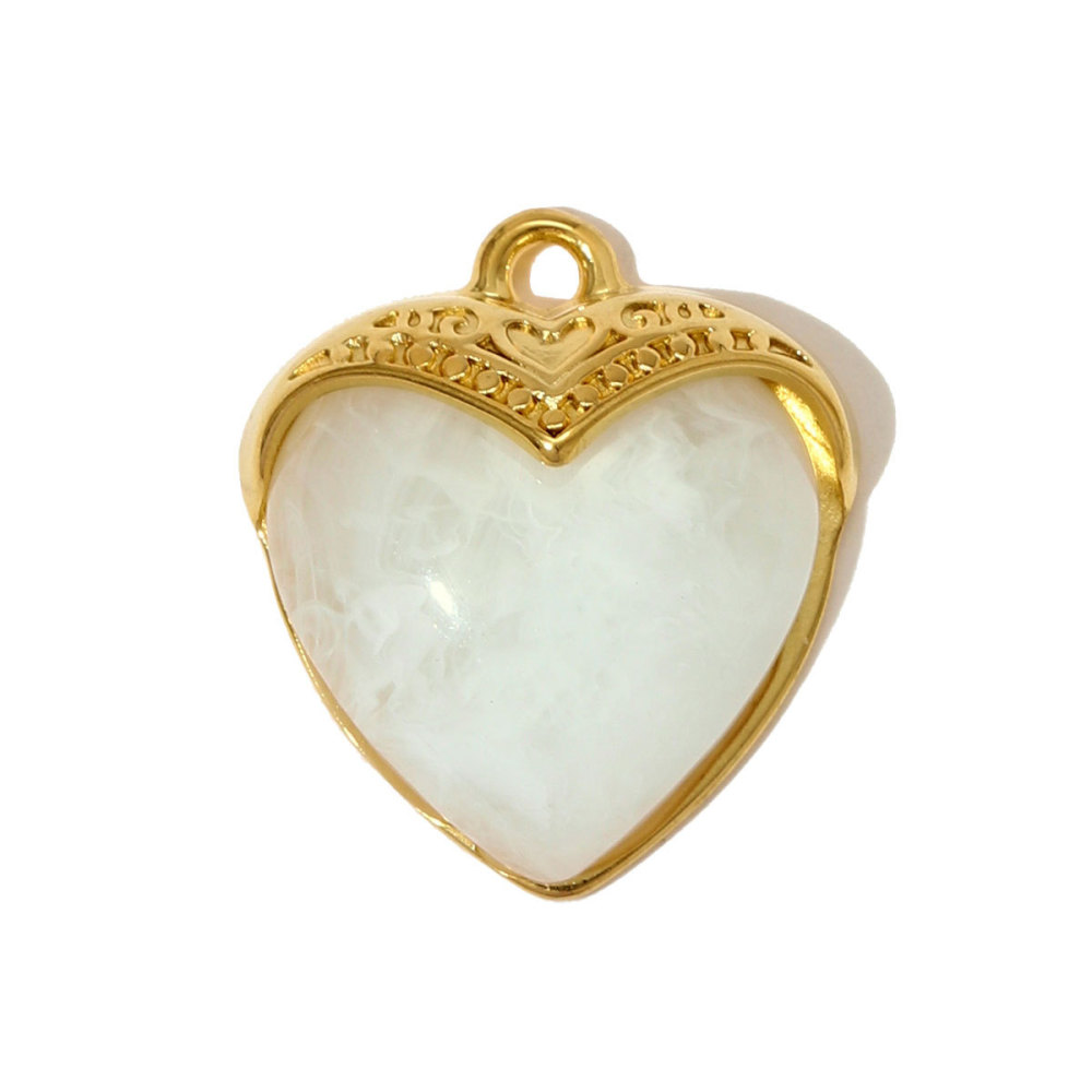 Pendentifs Pour Femmes En Forme De Cœur, En Acrylique, En Acier Titane Et Couleur Or, À Faire Soi-Même 