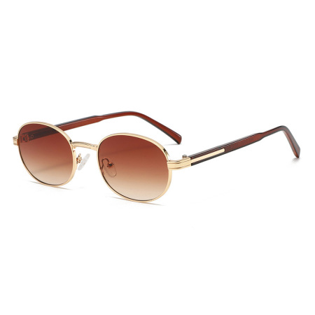 Lunettes de soleil polyvalentes pour femmes, monture elliptique en métal