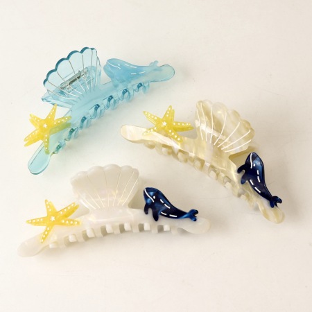 Pinces à cheveux pour femmes en acétate, motif poisson, style océanique mignon et simple