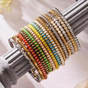 Bracelets Pour Femmes, Charmants, Colorés, En Acier Inoxydable, Imperméables Et Anti-Ternissement, Couleur Or h5 Image2