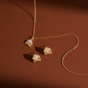 Ensembles De Bijoux Pour Femmes En Forme De Cœur Romantique Enveloppé, En Acier Inoxydable Étanche, Couleur Or h5 Image4