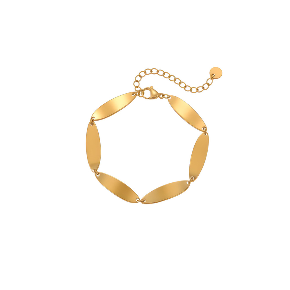Bracelet Chaîne Femme En Acier Inoxydable, Forme Tortue Irrégulière, Or 18 Carats, Étanche Image5