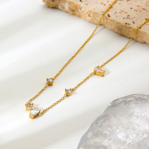 Ensembles De Bijoux Pour Femmes Romantique, Élégants Et En Forme De Goutte, En Acier Inoxydable Étanche, Couleur Or Et Zircon. h5 Image5