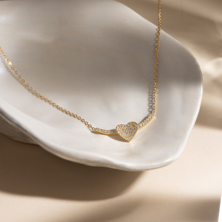 Colliers pendentifs pour femmes en forme de cœur romantique, en acier inoxydable, imperméables et anti-ternissement, couleur or 2