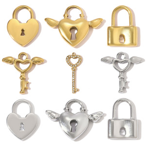 Pendentifs Pour Femmes En Acier Titane Couleur Or Avec Cadenas En Forme De Cœur Romantique h5 Image5